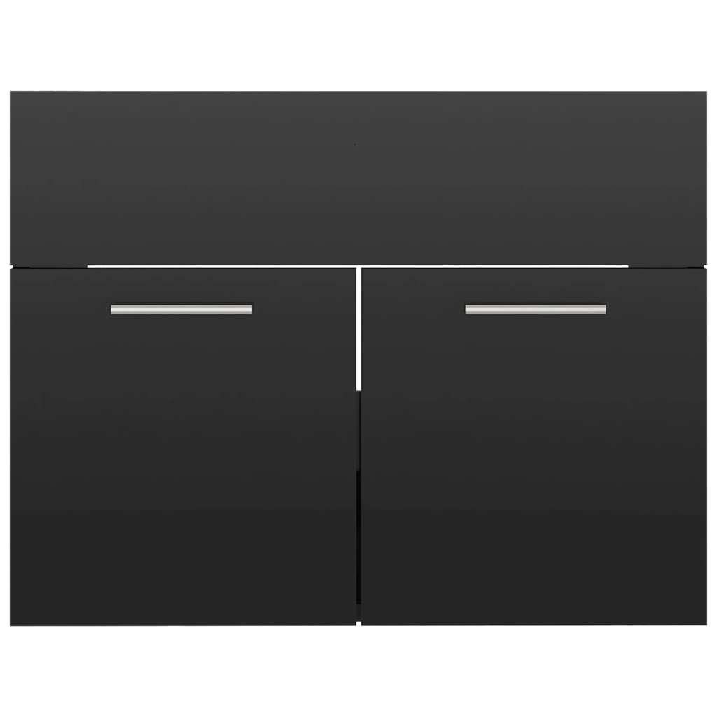 vidaXL badeværelsesmøbelsæt spånplade sort højglans
