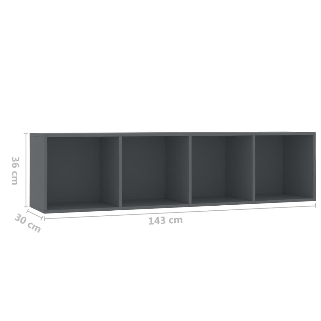 vidaXL bogskab/tv-skab 143 x 30 x 36 cm grå
