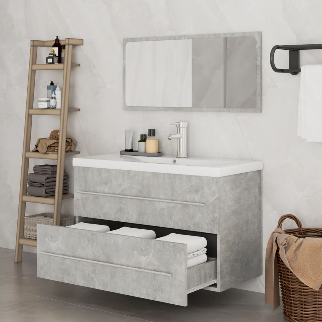 vidaXL møbelsæt til badeværelse 3 dele betongrå
