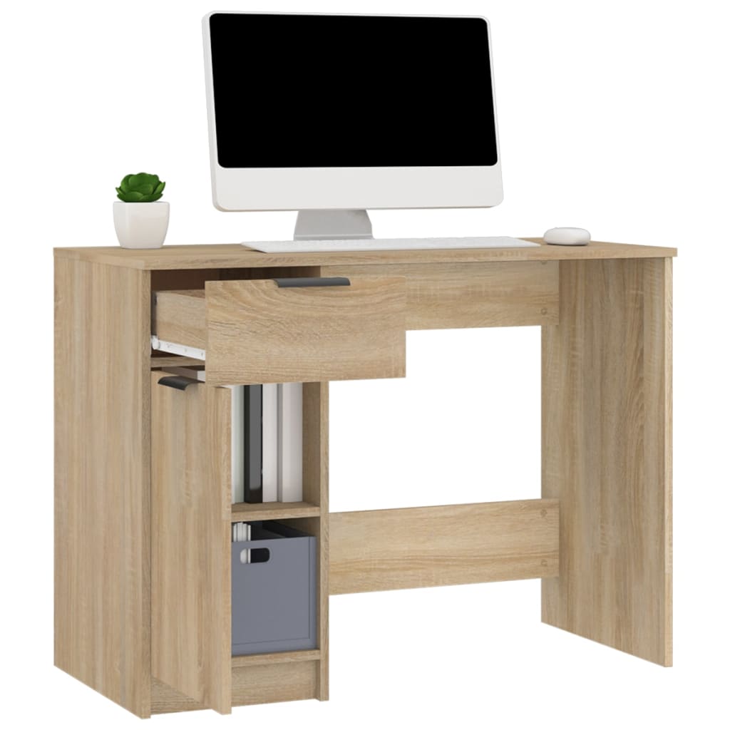 vidaXL skrivebord 100x50x75 cm konstrueret træ sonoma-eg