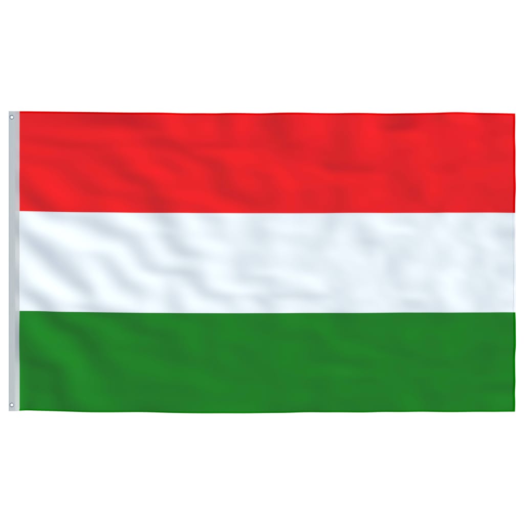 vidaXL Ungarns flag og flagstang 6 m aluminium