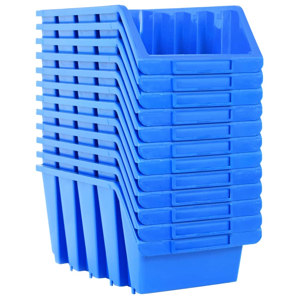 vidaXL stabelbare opbevaringskasser 14 stk. plast blå