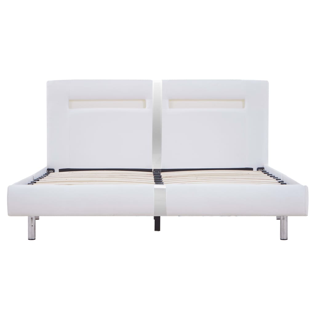 vidaXL sengestel med LED 120 x 200 cm hvid kunstlæder