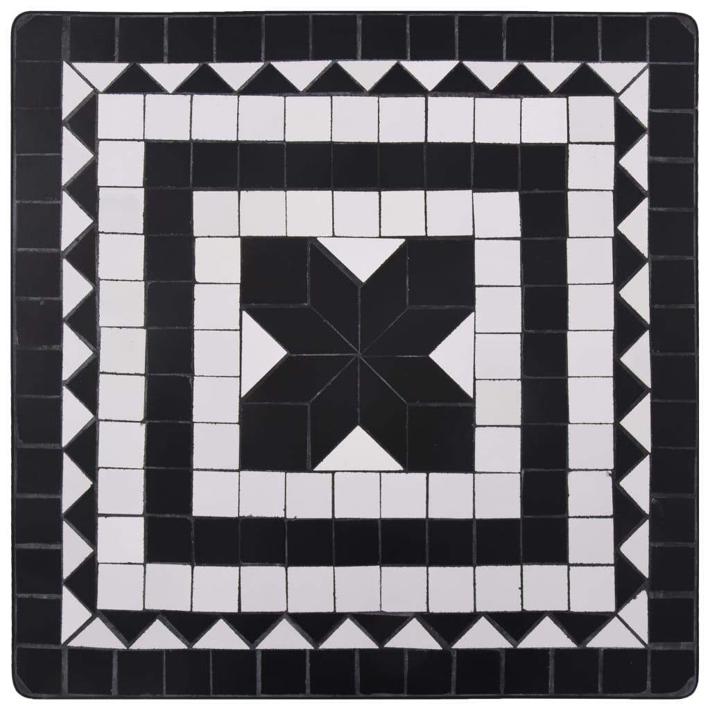 vidaXL bistrosæt 3 dele mosaikdesign keramiske fliser sort og hvid