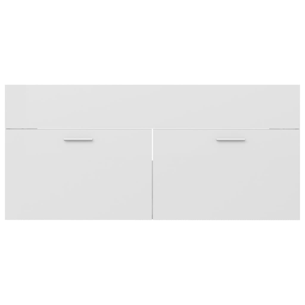 vidaXL vaskeskab 100x38,5x46 cm spånplade hvid højglans