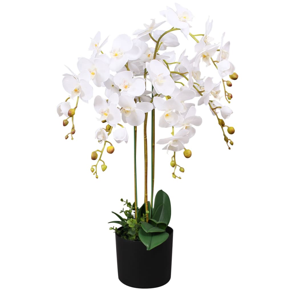 vidaXL kunstig orkidéplante med urtepotte 75 cm hvid