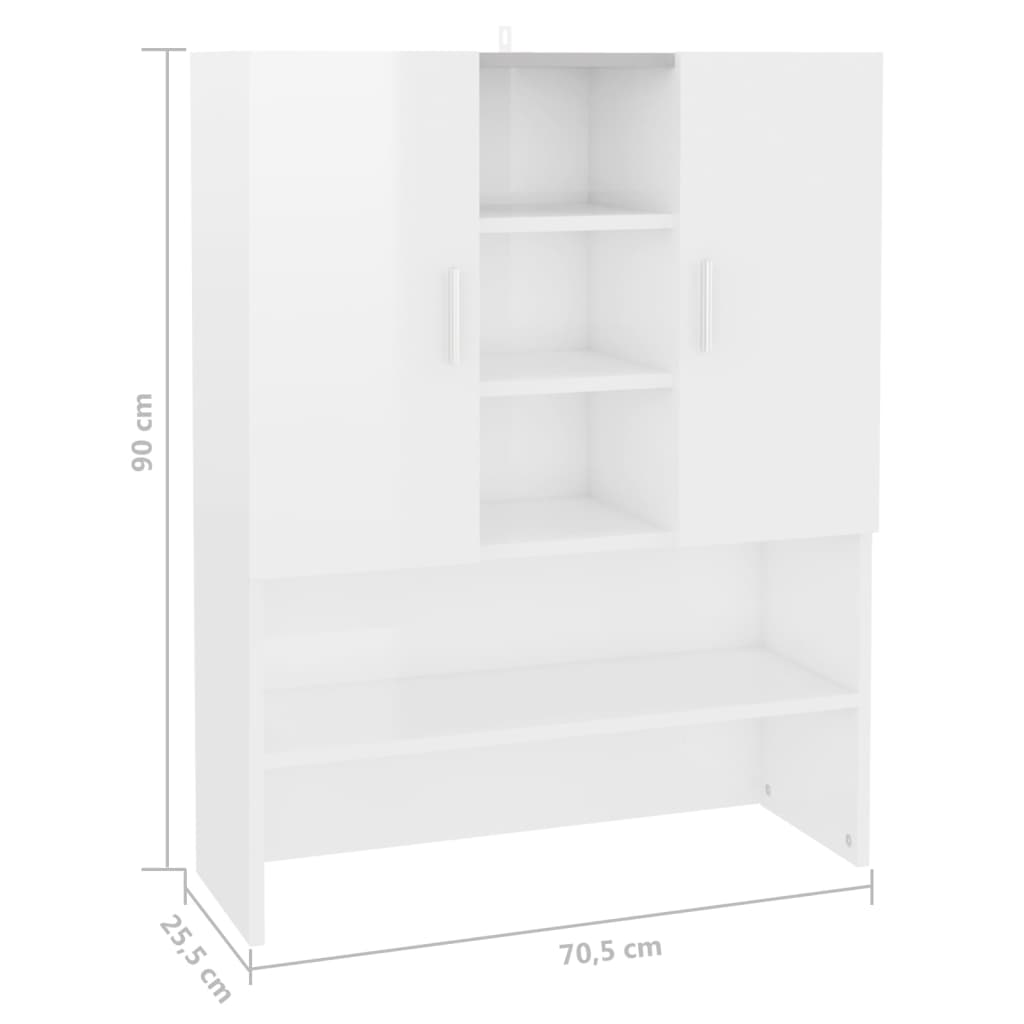 vidaXL badeværelsesskab 70,5x25,5x90 cm hvid højglans