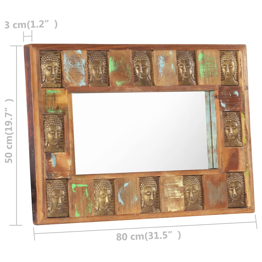 vidaXL spejl med buddha-billeder 80x50 cm massivt genbrugstræ