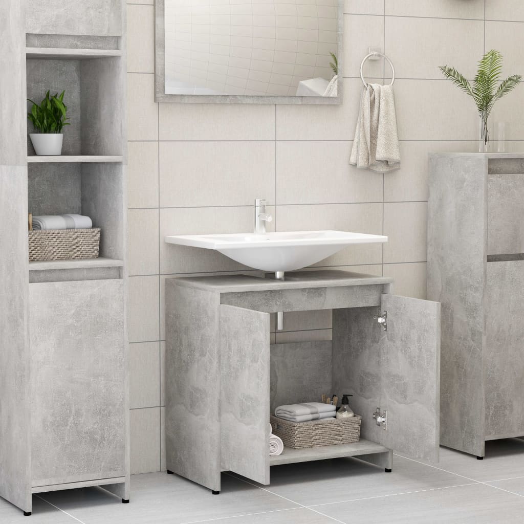 vidaXL badeværelsesskab 60x33x61 cm spånplade betongrå