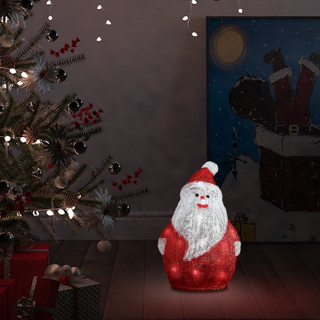 vidaXL julemand med LED-lys 28 cm indendørs/udendørs akryl