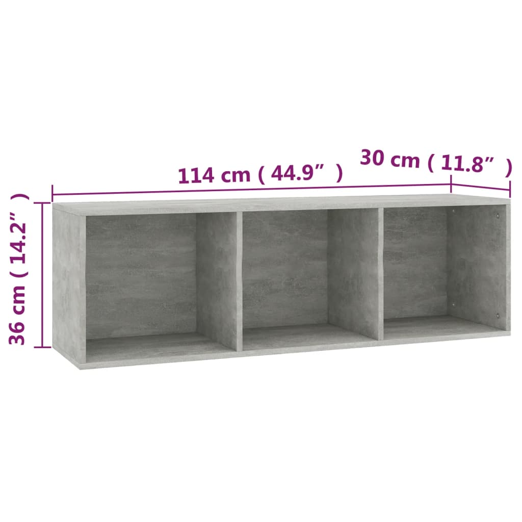 vidaXL bogreol/tv-bord 36x30x114 cm konstrueret træ betongrå