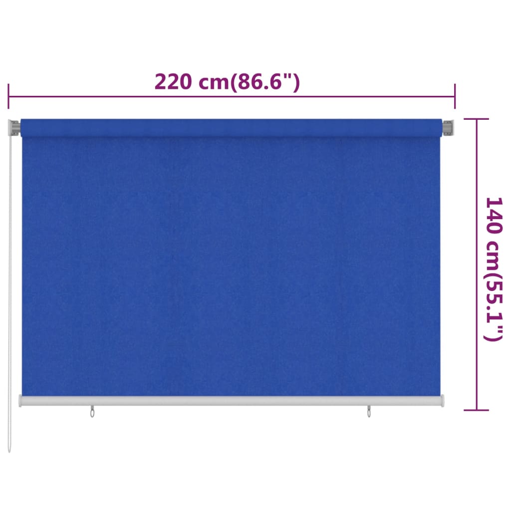 vidaXL udendørs rullegardin 220x140 cm HDPE blå