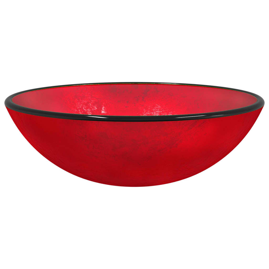 vidaXL håndvask 42x14 cm hærdet glas rød