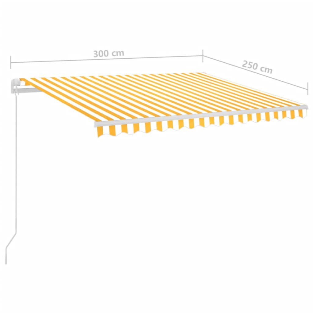 vidaXL markise m. LED-lys + vindsensor 3x2,5 m automatisk gul og hvid