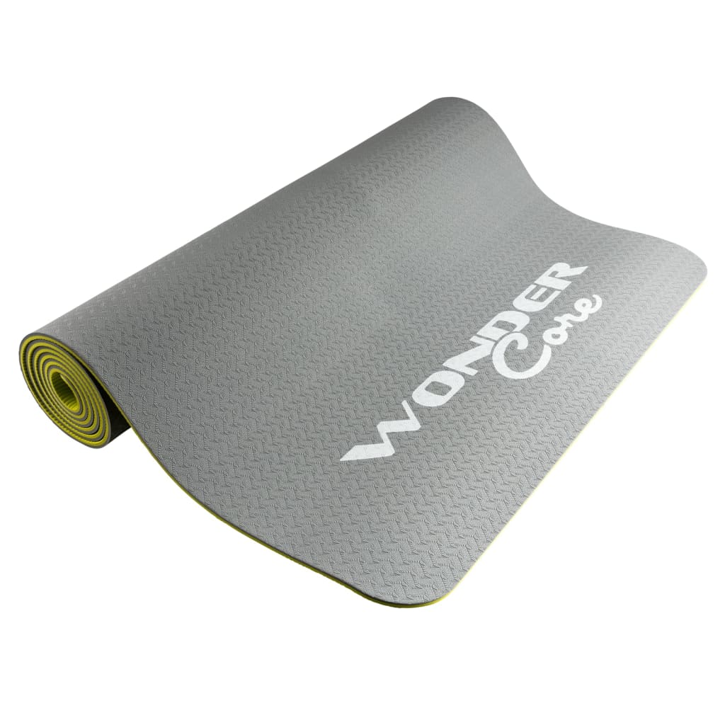Wonder Core yogamåtte 173x61x0,6 cm TPE grå og grøn