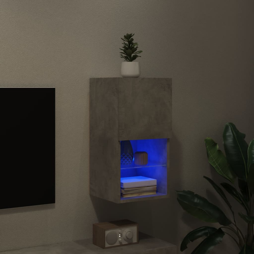 vidaXL tv-bord med LED-lys 30,5x30x60 cm betongrå