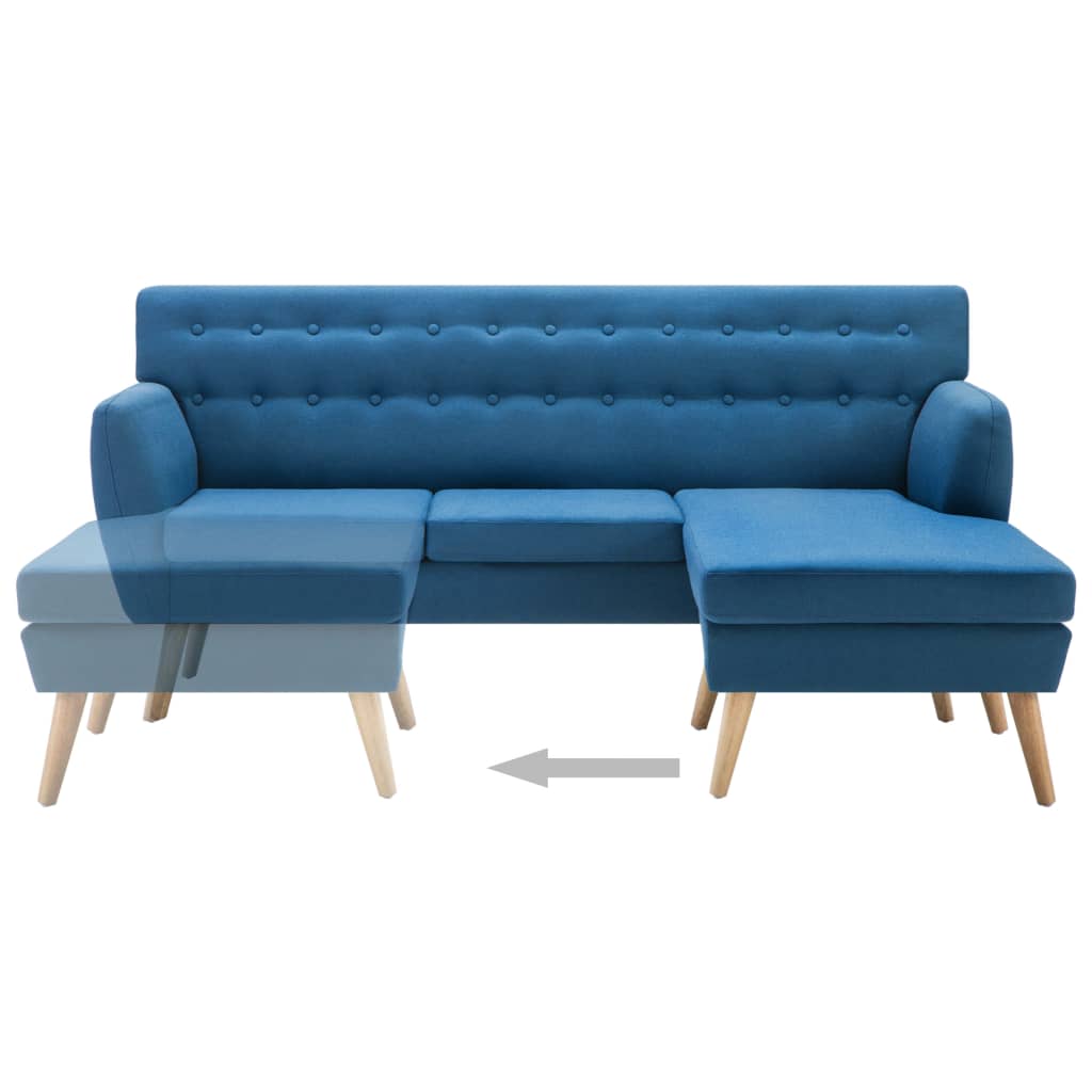 vidaXL L-formet sofa 171,5x138x81,5 cm stofbetræk blå