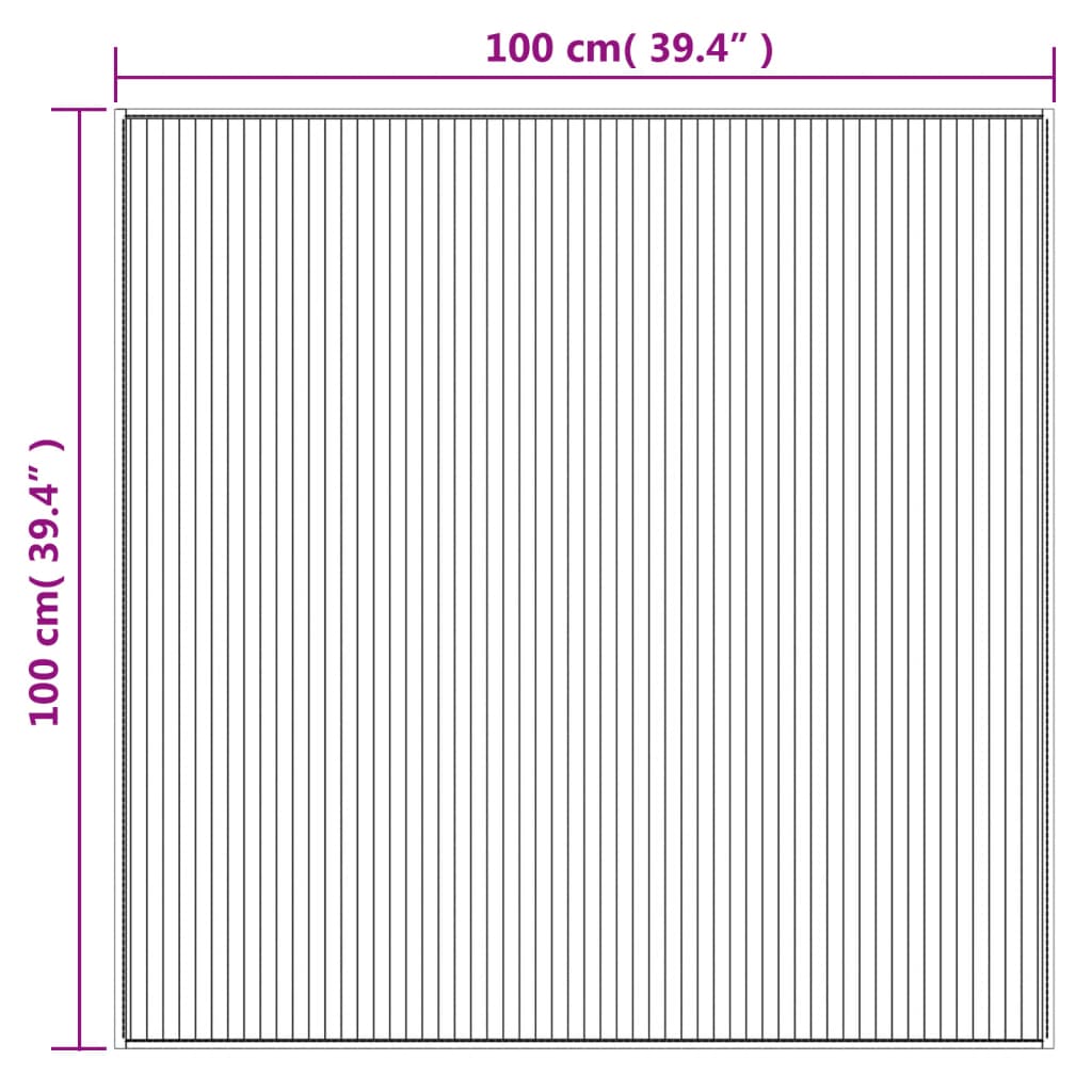 vidaXL gulvtæppe 100x100 cm firkantet bambus sort