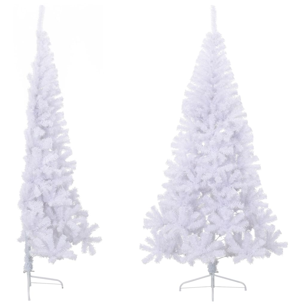 vidaXL kunstigt halvt juletræ med juletræsfod 210 cm PVC hvid