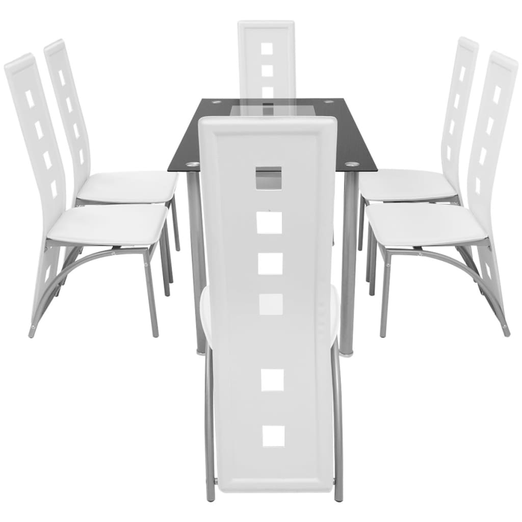 vidaXL spisebordssæt i 7 dele hvid