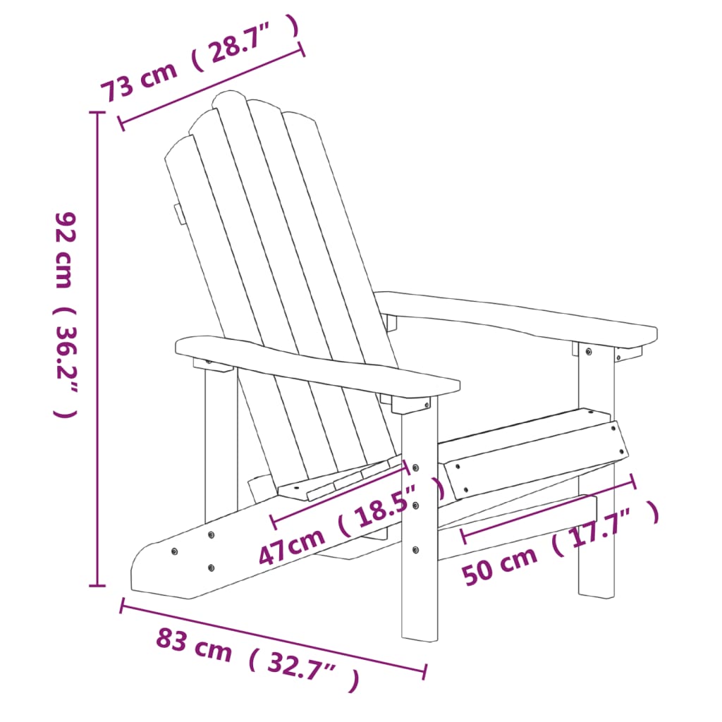 vidaXL Adirondack-stol med bord HDPE brun