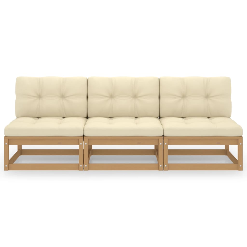 vidaXL 3-personers sofa med hynder massivt fyrretræ