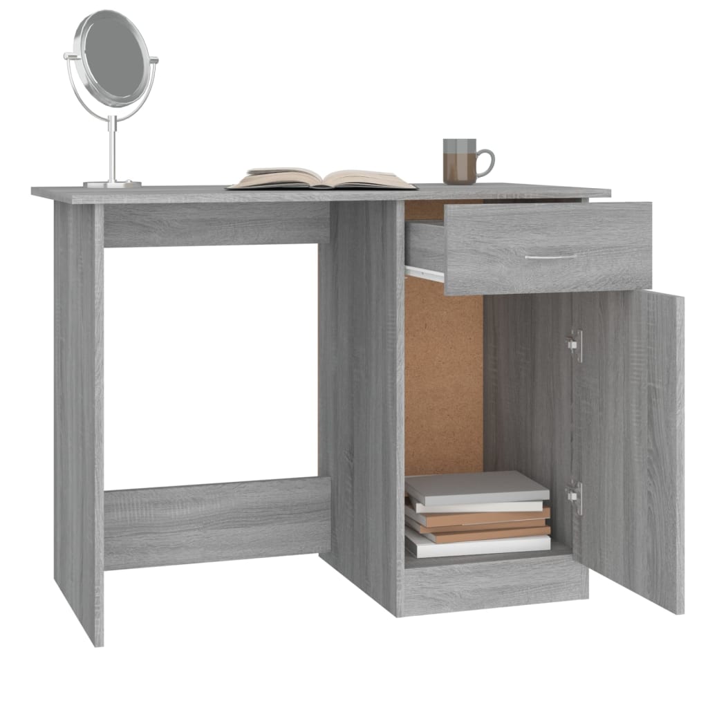 vidaXL skrivebord 100x50x76 cm konstrueret træ grå sonoma-eg