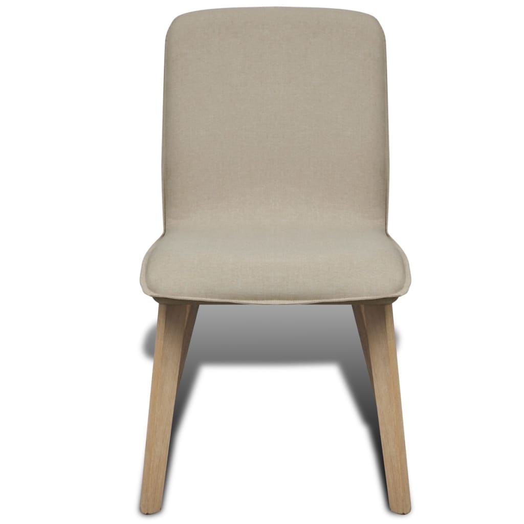 vidaXL spisebordsstole 2 stk. beige stof massivt egetræ