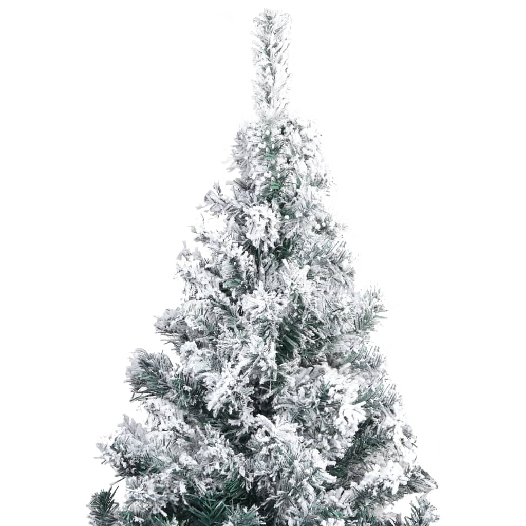 vidaXL kunstigt juletræ m. LED og kuglesæt + puddersne 400 cm grøn