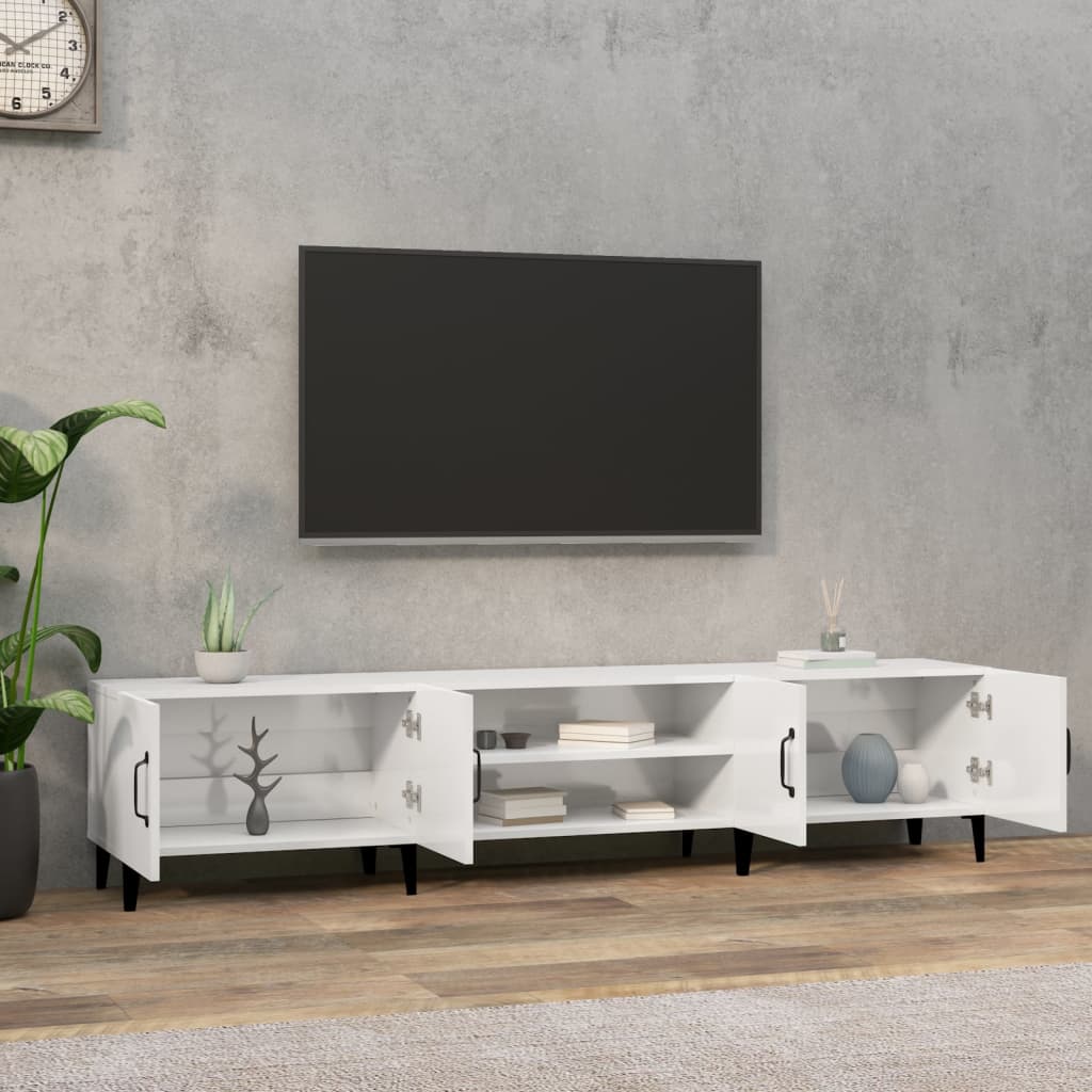 vidaXL tv-bord 180x31,5x40 cm konstrueret træ hvid højglans