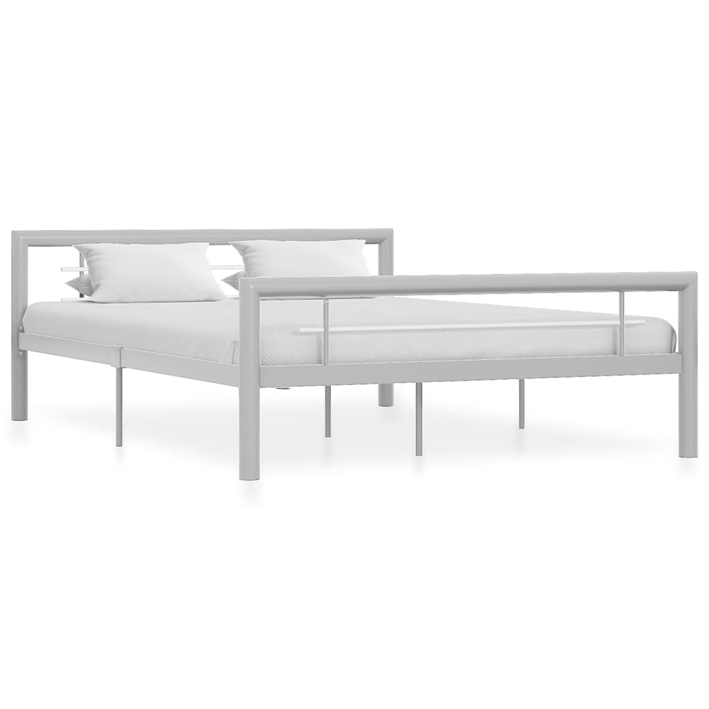 vidaXL sengestel 140x200 cm metal grå og hvid