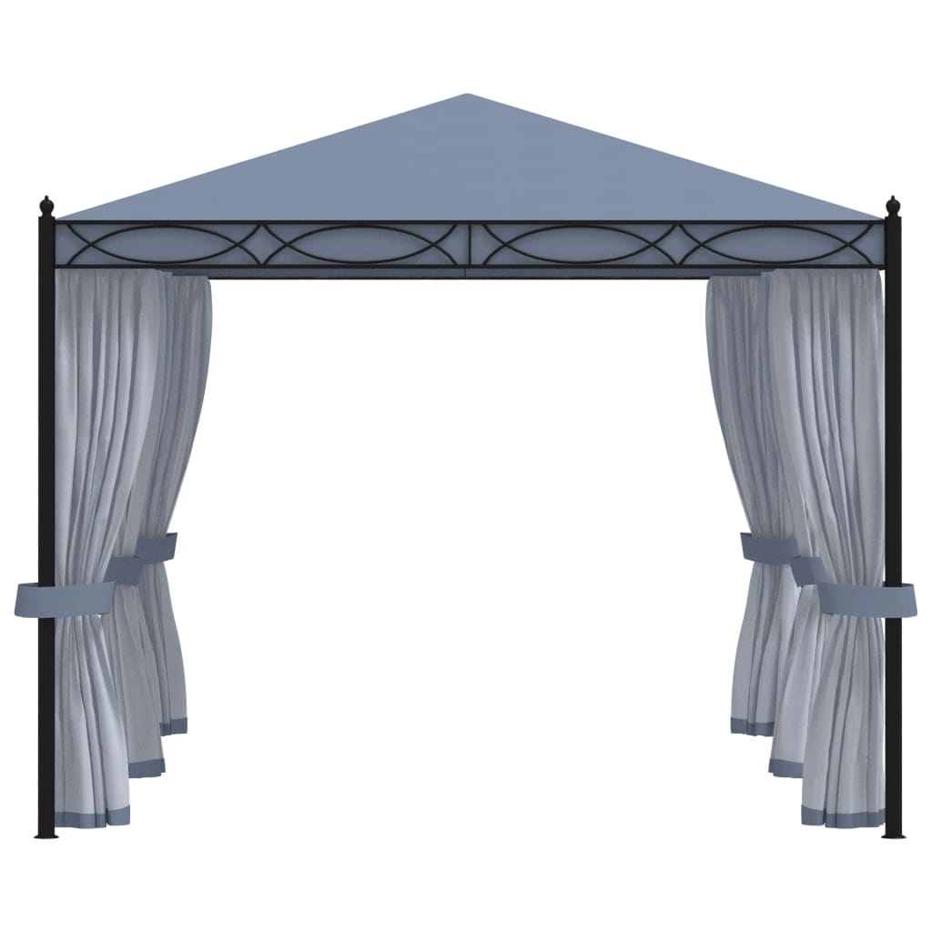 vidaXL pavillon med netskærme 3x4 m stål antracitgrå