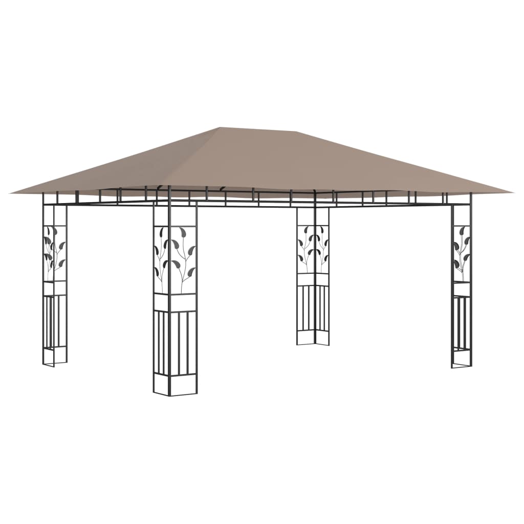 vidaXL pavillon med myggenet 4x3x2,73 m 180 g/m² gråbrun