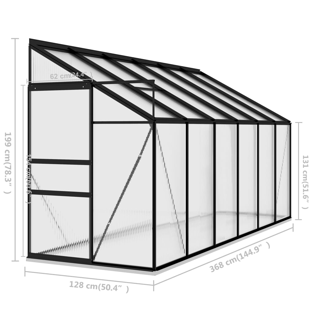 vidaXL drivhus 7,77 m² aluminium antracitgrå