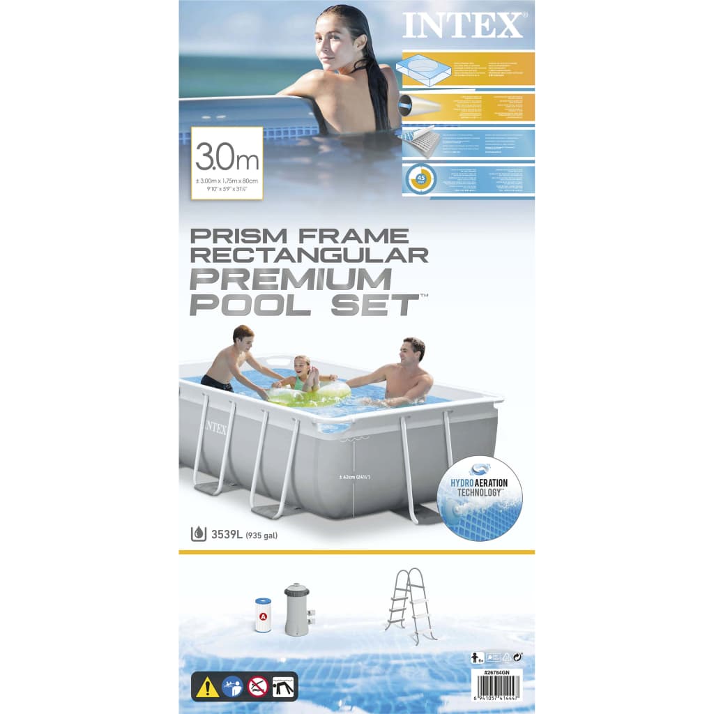 Intex swimmingpoolsæt Prism Frame 300x175x80 cm rektangulær