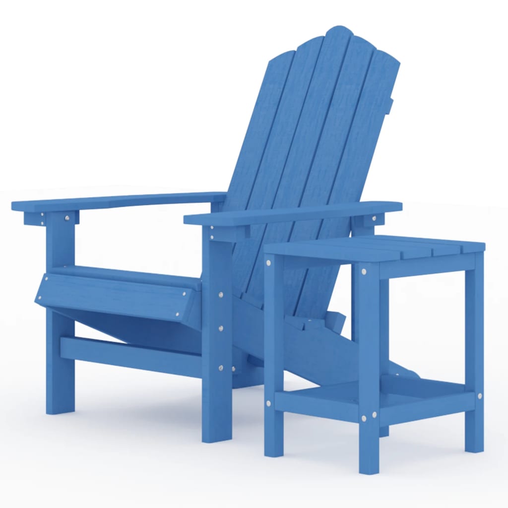 vidaXL Adirondack-stol med bord HDPE akvamarinblå