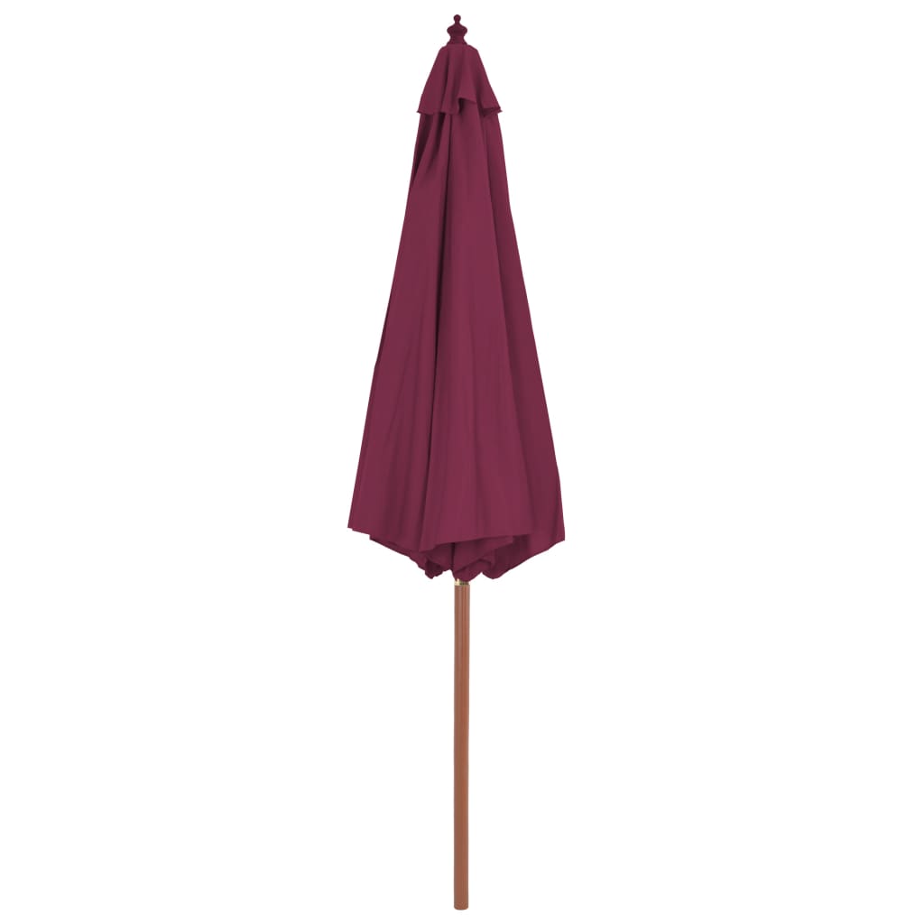 vidaXL udendørs parasol med træstang 300 cm bordeauxrød