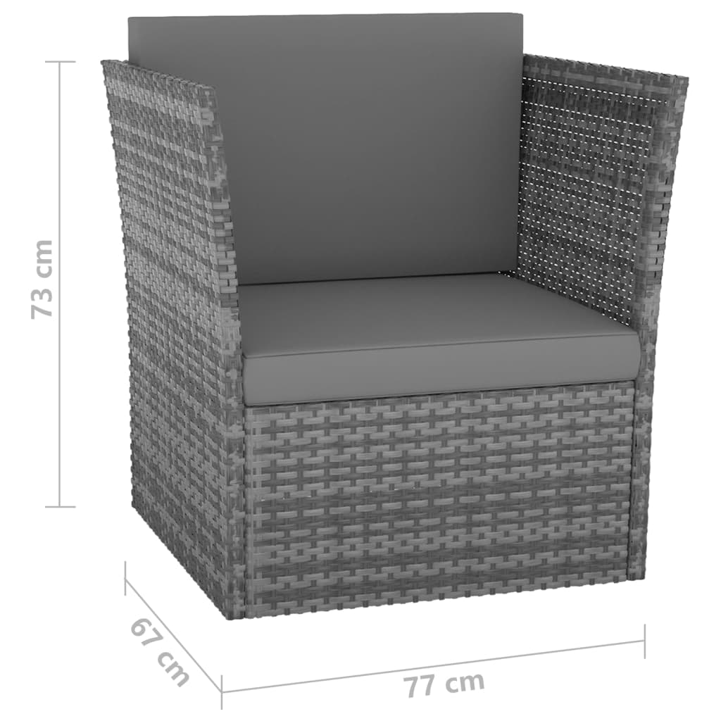 vidaXL havestol med fodskammel polyrattan antracitgrå