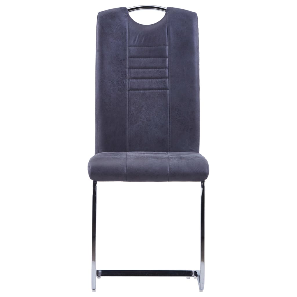 vidaXL spisebordsstole med cantilever 4 stk. imiteret ruskind grå