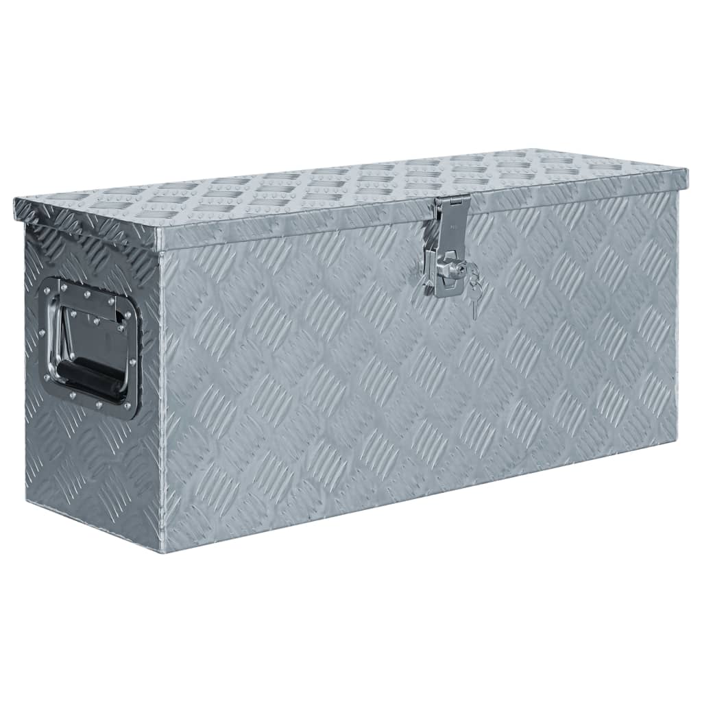 vidaXL aluminiumskasse 76,5 x 26,5 x 33 cm sølvfarvet