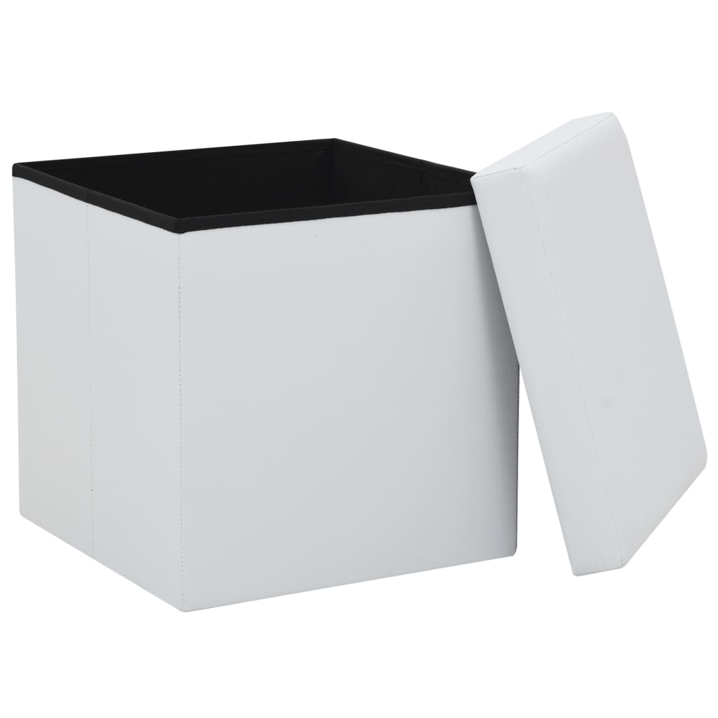 vidaXL foldbare opbevaringsskamler 2 stk. kunstlæder hvid