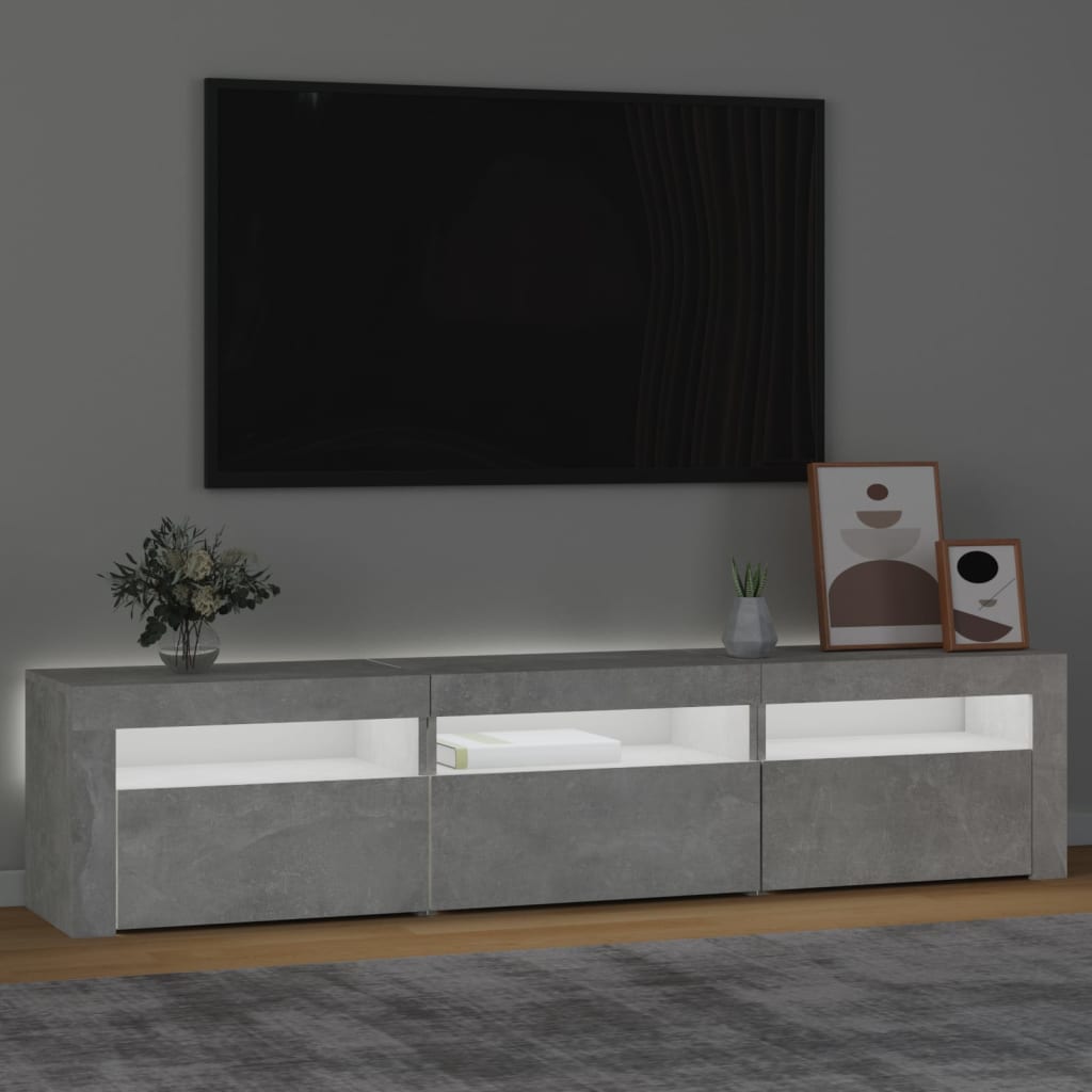 vidaXL tv-bord med LED-lys 180x35x40 cm betongrå