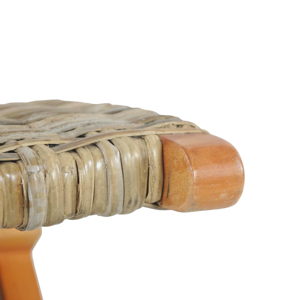 vidaXL afslapningsstol naturlig kubu-rattan massivt mahognitræ