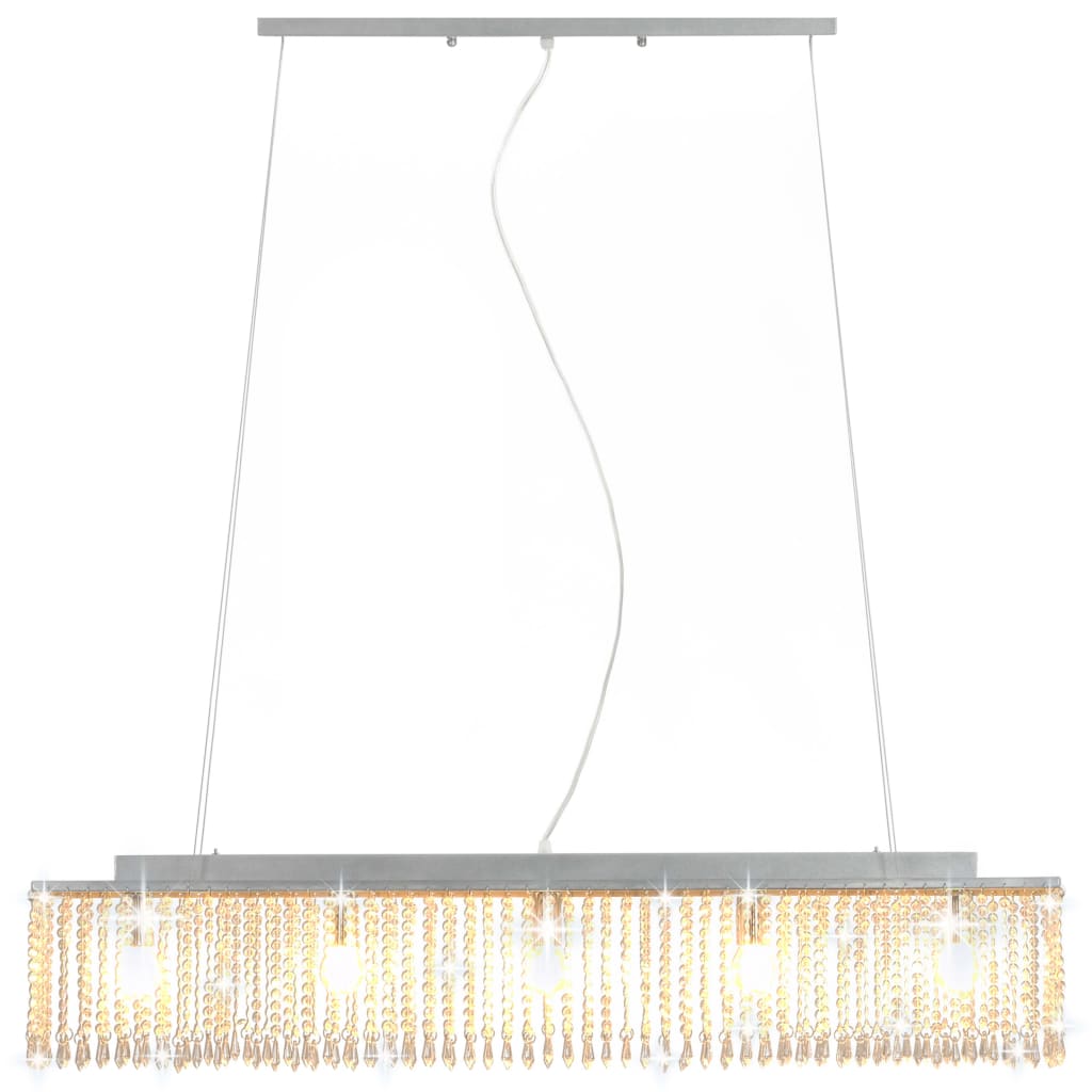 vidaXL loftslampe med krystalperler 104 cm E14 sølvfarvet