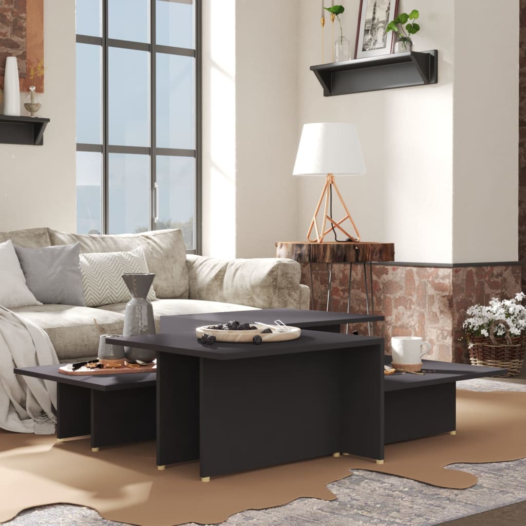 vidaXL sofabord 2 stk. 111,5x50x33 cm konstrueret træ grå