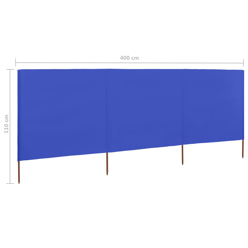vidaXL 3-panels læsejl 400x80 cm stof azurblå