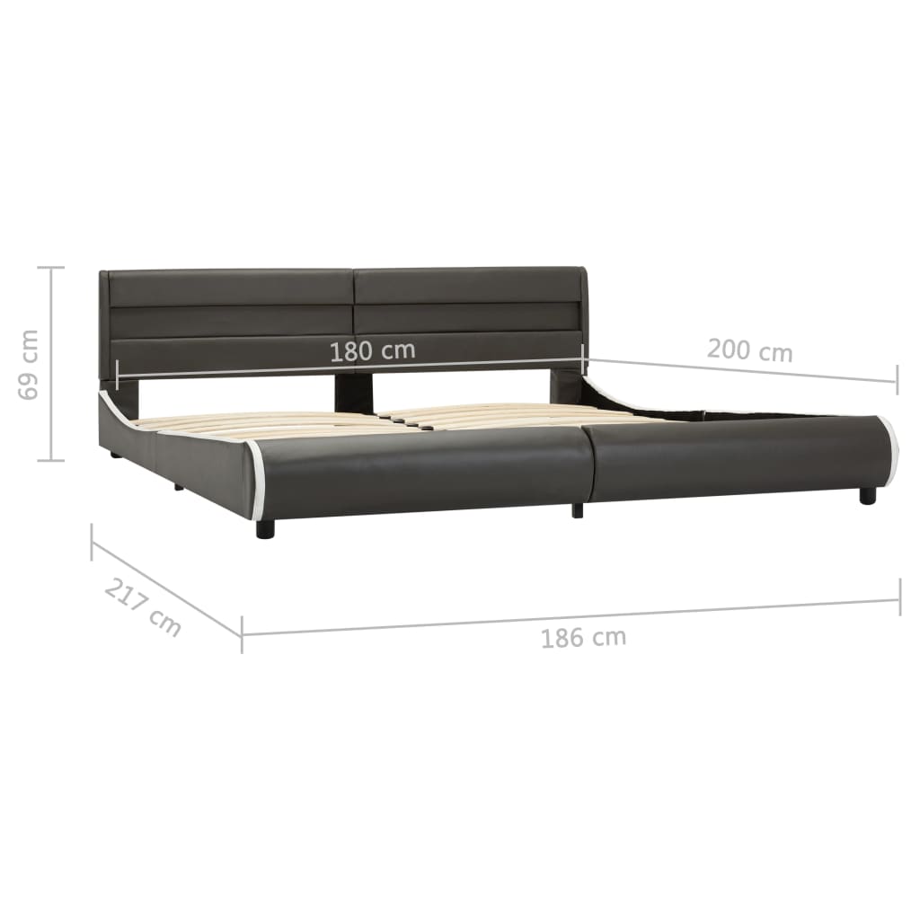 vidaXL sengestel med LED 180x200 cm kunstlæder antracitgrå