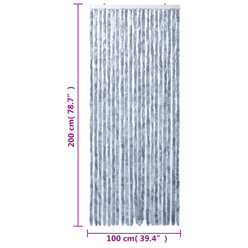 vidaXL flueforhæng 100x200 cm chenille sølvfarvet