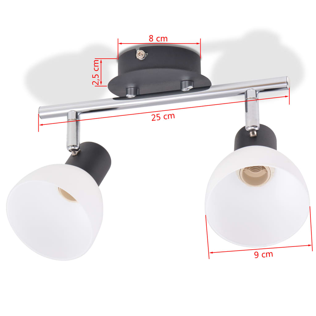 vidaXL loftslampe med 2 spotlys E14 sort