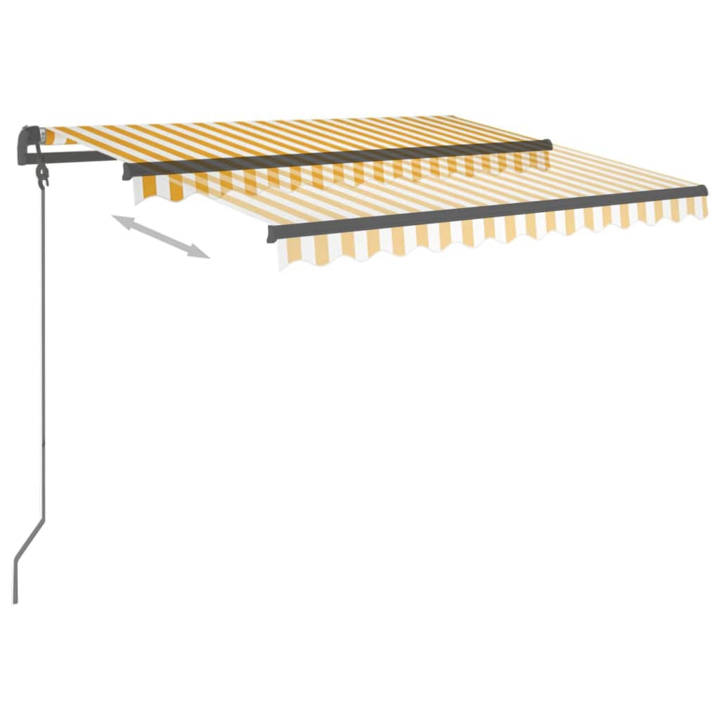 vidaXL markise med stolper 3,5x2,5 m automatisk betjening gul og hvid